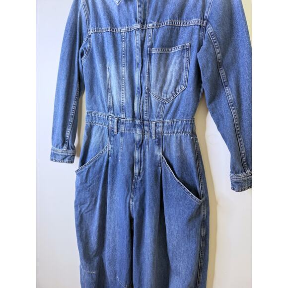 NEW Free People CRVY Roulette Barrel Jumpsuit Women’s Small Denim One Piece - Picture 4 of 6